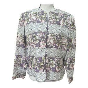 Vintage Papell Petites 100% Silk Floral Plaid Jacket 12P – Pastel Roses
